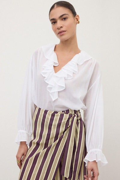 Camicia in cotone con volant