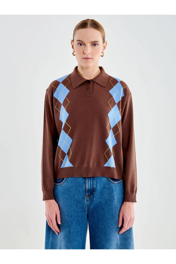 Polo in maglia a rombi - 2