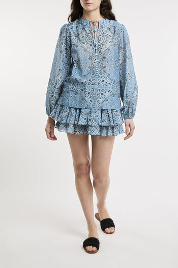 Minigonna con volant in voile di seta paisley Harper - 8