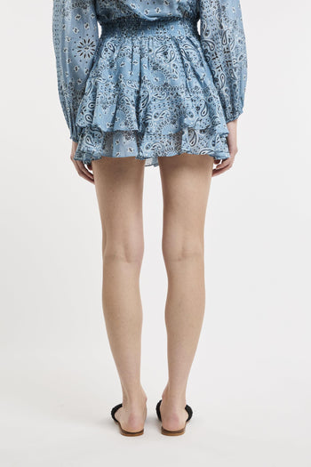 Minigonna con volant in voile di seta paisley Harper - 9