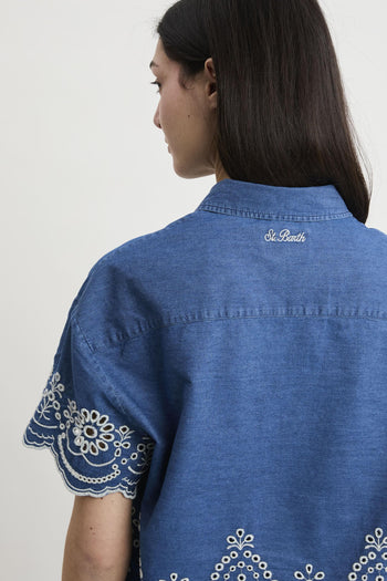 Camicia Clementine in chambray con ricamo - 8