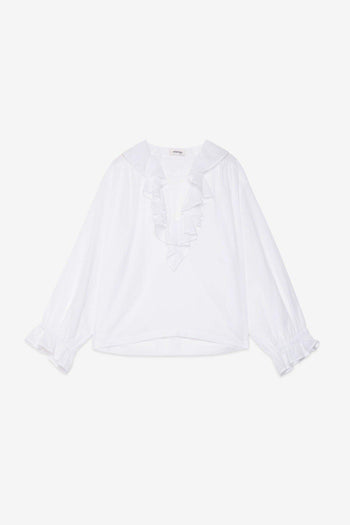 Camicia in cotone con volant - 6