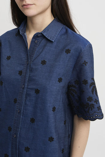 Abito Aurelia in chambray con ricamo - 4
