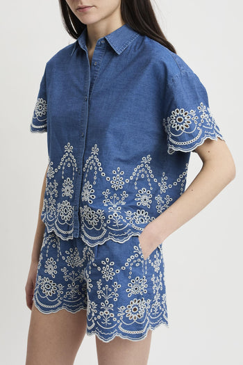 Camicia Clementine in chambray con ricamo - 3