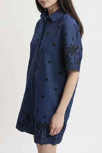 Abito Aurelia in chambray con ricamo - 2