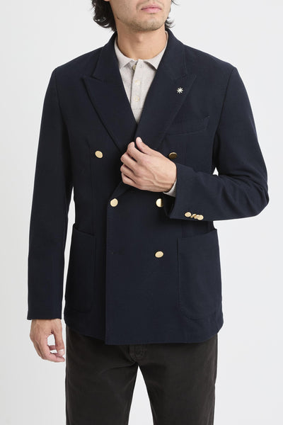 Giacca doppiopetto in flanella di lana stretch