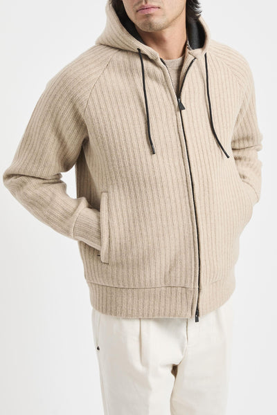 Giacca Carrel in maglia a coste con zip e cappuccio