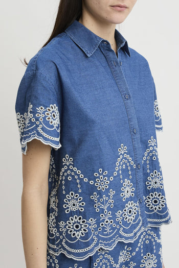 Camicia Clementine in chambray con ricamo - 4