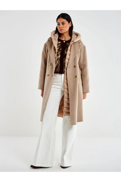 Cappotto con inserti in piumino