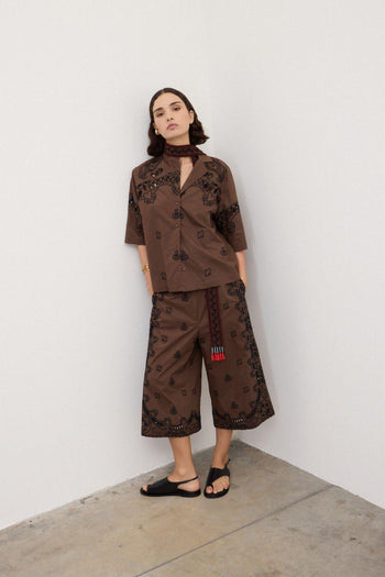 Pantaloni cropped ricamati - 2