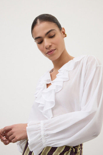 Camicia in cotone con volant - 2