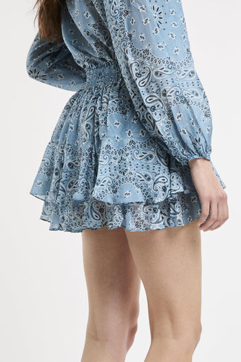 Minigonna con volant in voile di seta paisley Harper - 7