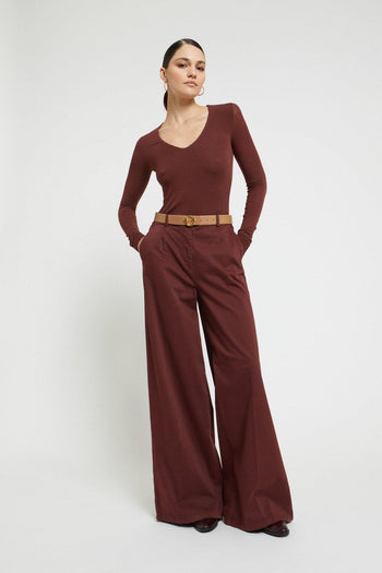 Pantalone palazzo in gabardina - 3