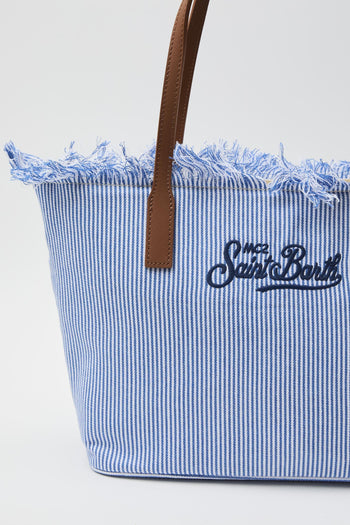 Borsa City medium in canvas a righe - 2