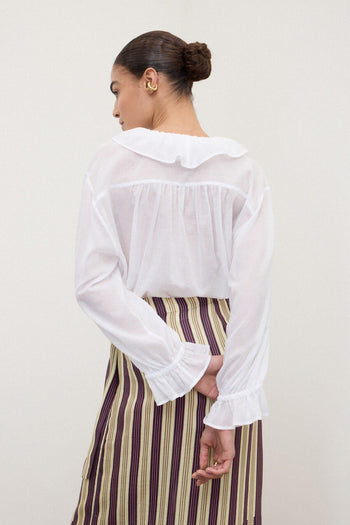 Camicia in cotone con volant - 4