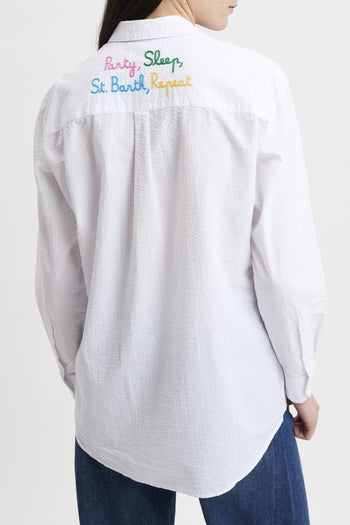 Camicia Brigitte in seersucker con ricamo - 6