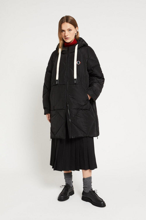 Piumino midi con cappuccio