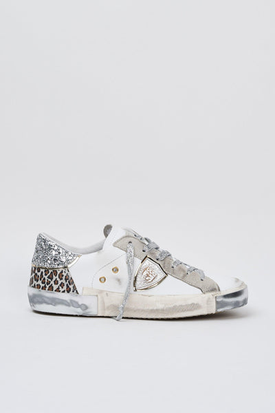 Sneaker Leo Glitter/blanc Argent Donna