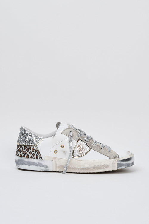 Sneaker Leo Glitter/blanc Argent Donna