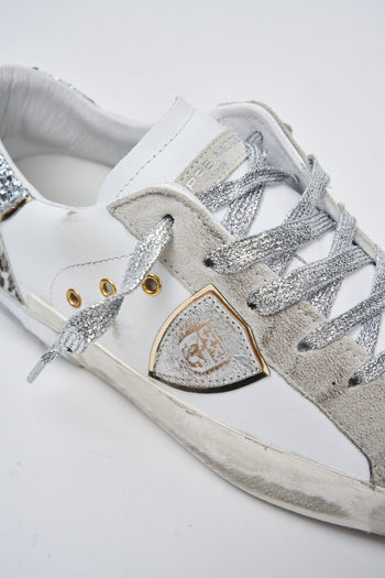 Sneaker Leo Glitter/blanc Argent Donna - 4