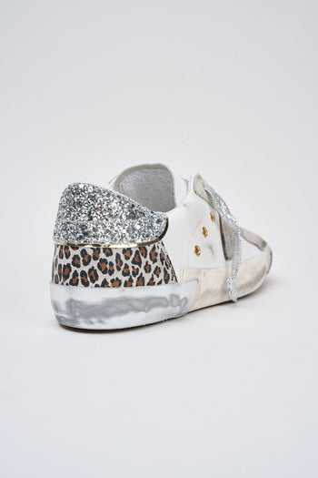 Sneaker Leo Glitter/blanc Argent Donna - 5