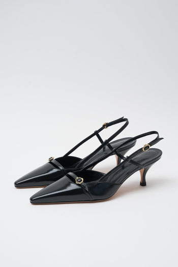 Slingback Glossy Nero Donna - 3