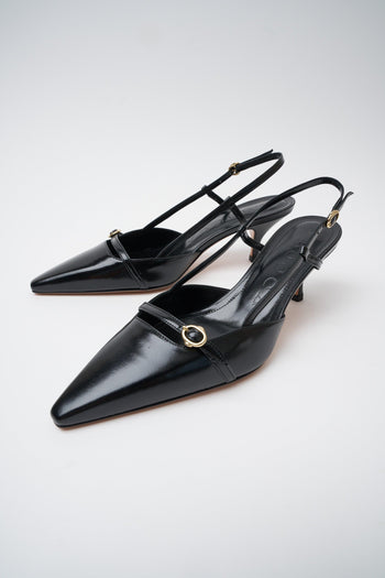 Slingback Glossy Nero Donna - 6