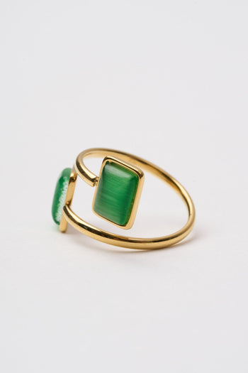 Anelli Oro Spirale Verde Quadrato Donna - 2