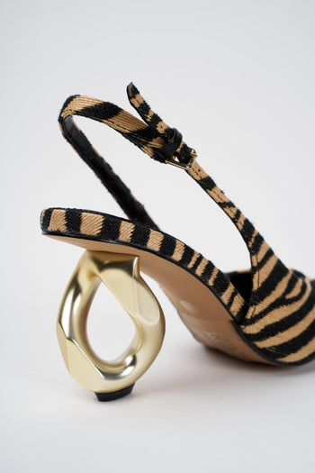 Slingback Beige+zebra+giraffa Donna - 2