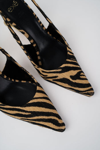 Slingback Beige+zebra+giraffa Donna - 3