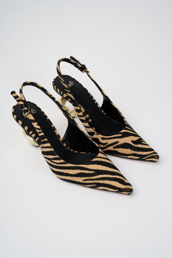 Slingback Beige+zebra+giraffa Donna - 4