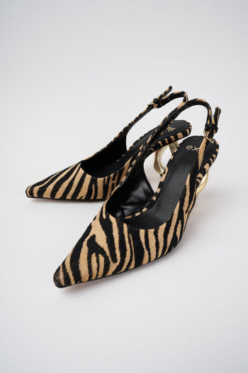 Slingback Beige+zebra+giraffa Donna - 5