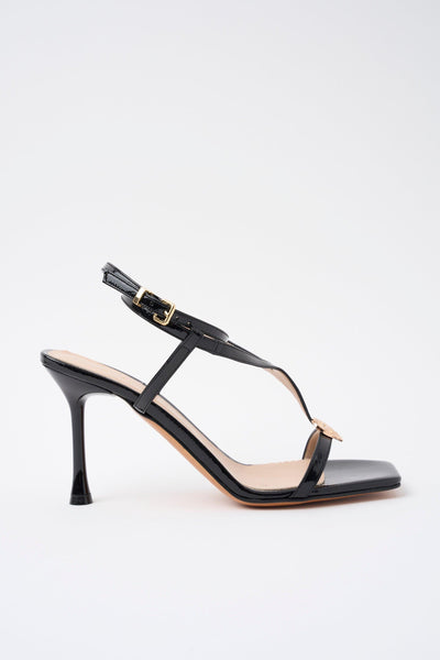 Sandalo Nero/acc.platino Donna
