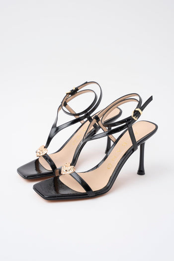 Sandalo Nero/acc.platino Donna - 2