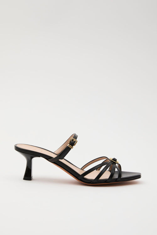 Sandalo Nero/acc.oro Donna