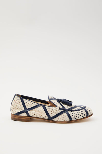 Mocassino Avorio/indaco Donna