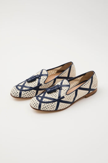 Mocassino Avorio/indaco Donna - 2