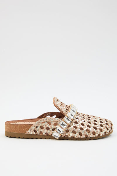 Ciabatta Beige/platino Donna