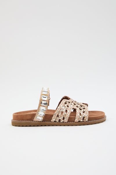 Ciabatta Beige/platino Donna