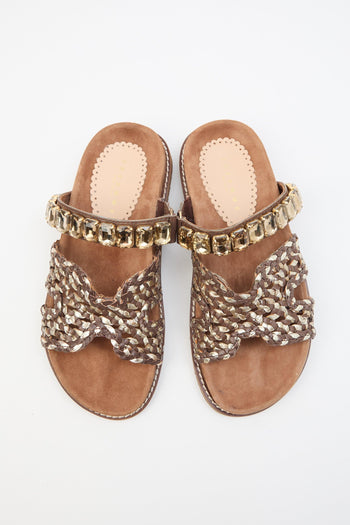 Ciabatta Marrone/platino Donna - 4