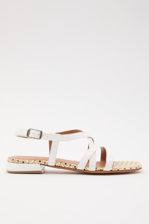 Sandalo Bianco+cuoio Donna