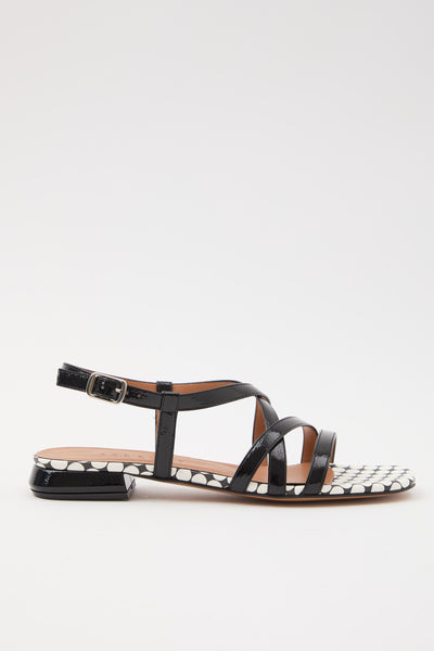 Sandalo Nero+pois Bianco Donna