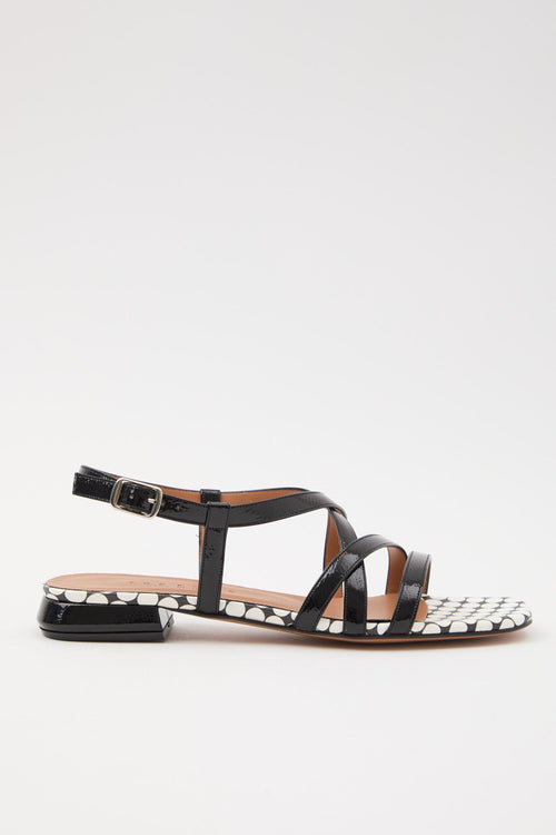 Sandalo Nero+pois Bianco Donna