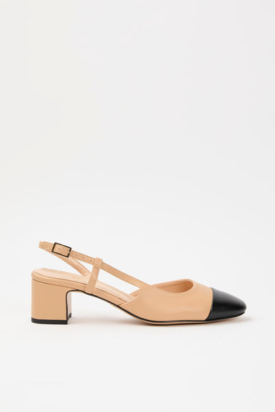 Slingback Nero+naturale Donna