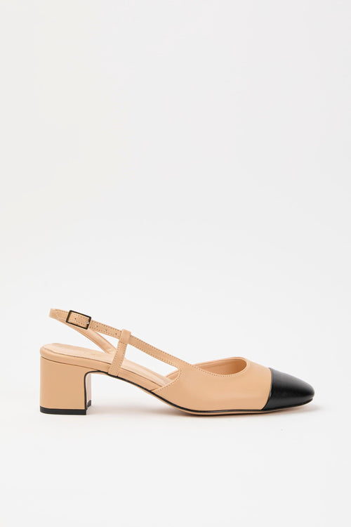 Slingback Nero+naturale Donna