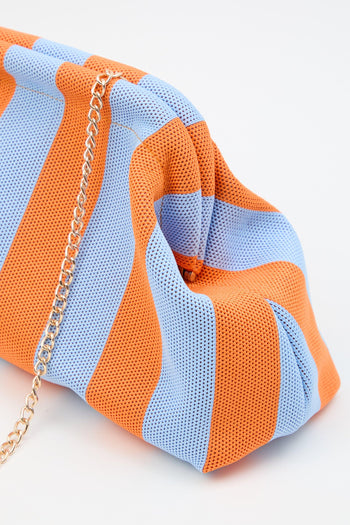 Borsa Righe Arancio/azzurro Donna - 4