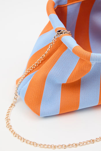 Borsa Righe Arancio/azzurro Donna - 5