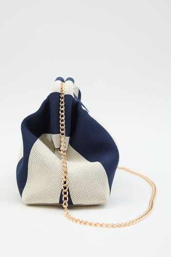 Borsa Righe Beige/blu Donna - 4