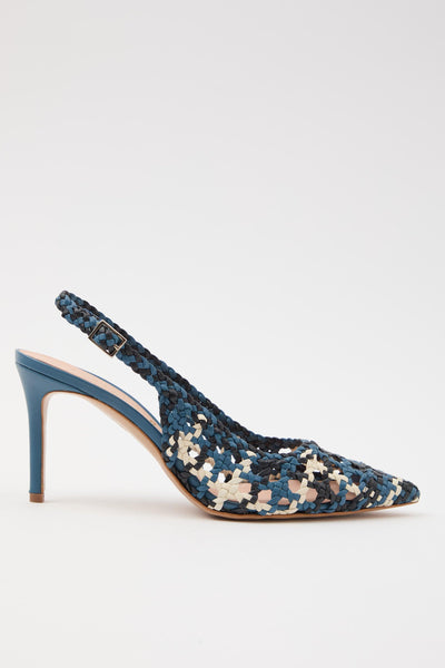 Slingback Azzurro+off White Donna
