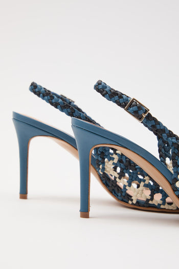 Slingback Azzurro+off White Donna - 5
